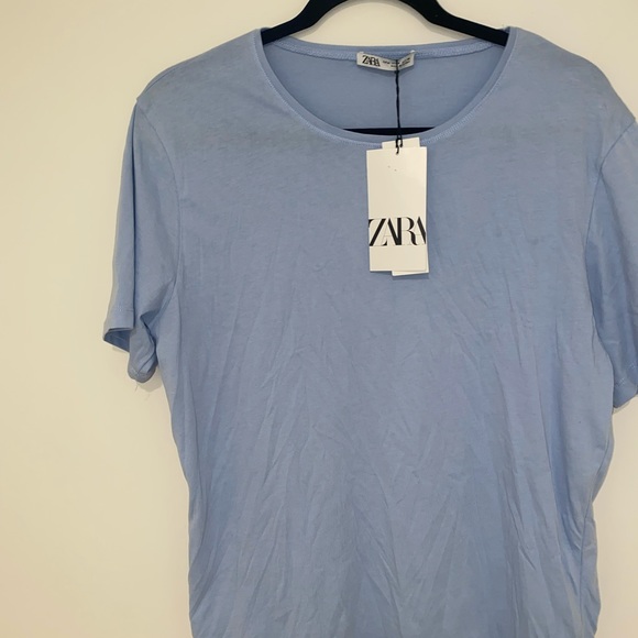 NWT Zara scoop neck baby blue t shirt - Picture 1 of 6